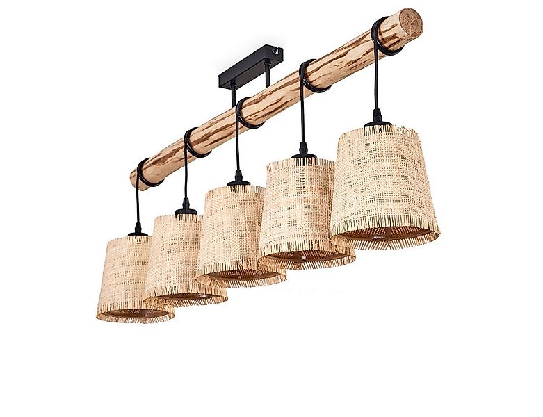 hofstein Deckenleuchte moderne Deckenlampe aus Holz/Metall/Bast in Natur/Sc günstig online kaufen