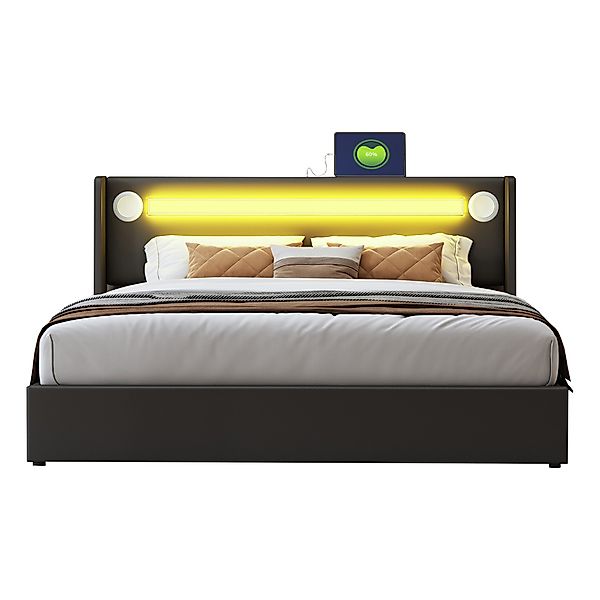 REDOM Polsterbett Kinderbett mit LED-Lichtleiste, Bluetooth-Player günstig online kaufen