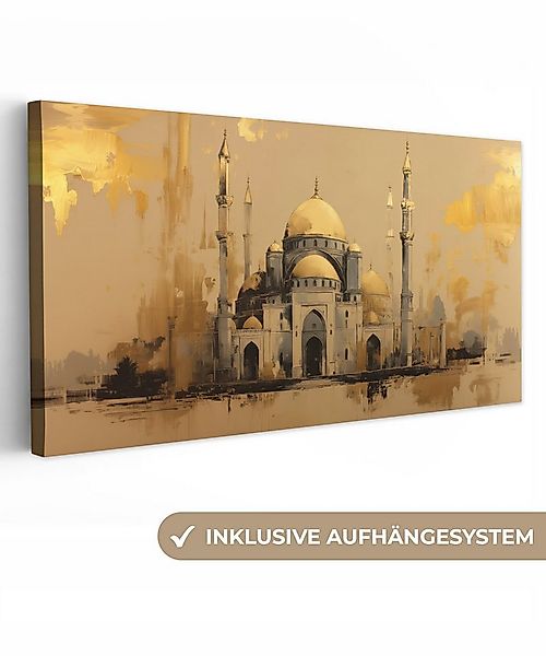 OneMillionCanvasses® Leinwandbild Panorama Gold - Abstrakte Pinselstriche - günstig online kaufen