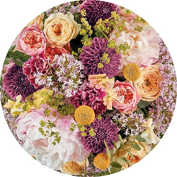 Sanders & Sanders Selbstklebende Runde Tapete Blumen Multicolor Ø 125 cm 61 günstig online kaufen