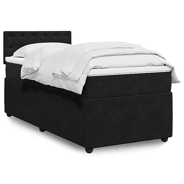 vidaXL Boxspringbett mit Matratze Schwarz 100x200 cm Samt 3289976 günstig online kaufen