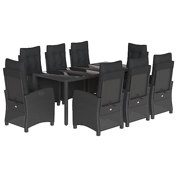 vidaXL 9-Tlg Garten-Essgruppe mit Kissen Schwarz Poly Rattan 3212893 günstig online kaufen