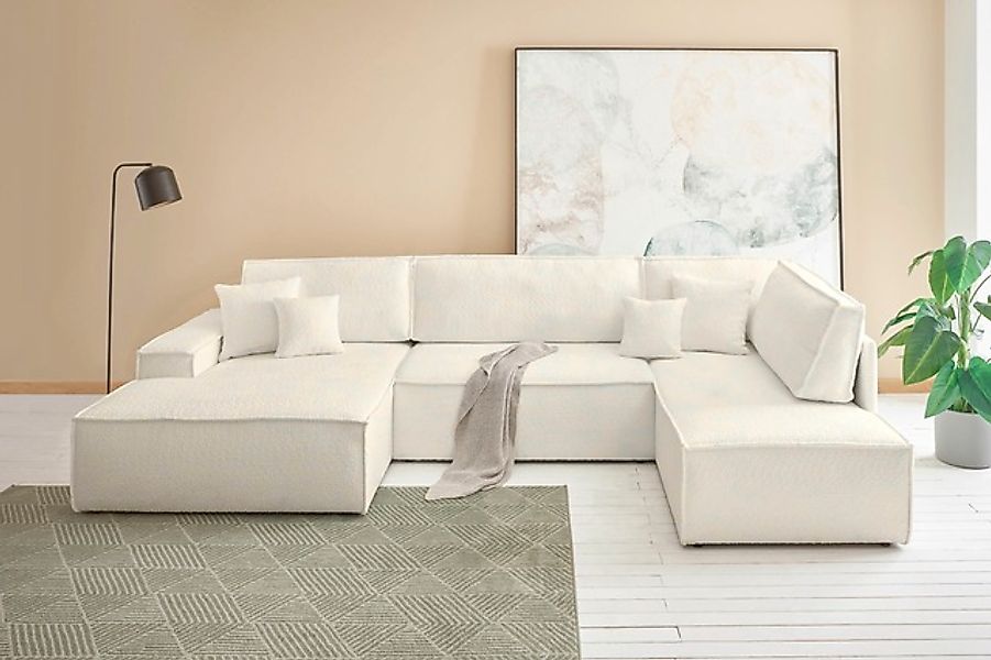 andas Wohnlandschaft »FINNLEY, U-Form XXL 329 cm, Schlafsofa, Schlaffunktio günstig online kaufen