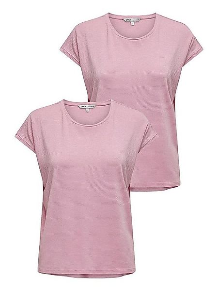 ONLY T-Shirt 2er-SET Rundhalsausschnitt, Modische Glitzer Naht Textur (2-tl günstig online kaufen