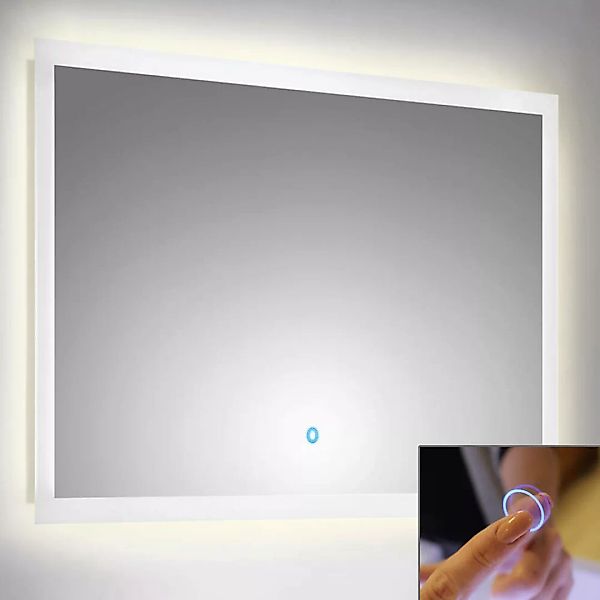LED Spiegel 90cm mit Touch Bedienung B x H x T ca. : 90 x 60 x 3,2 cm günstig online kaufen