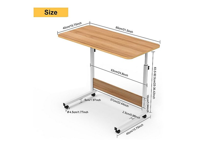 JEOBEST Computertisch Beistelltisch Höhenverstellbar 80x40x(69-89)cm Laptop günstig online kaufen