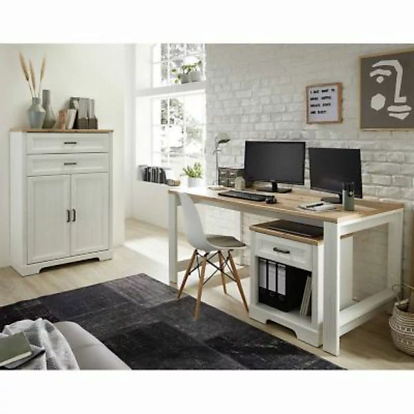 Lomadox Büro Set mit Schreibtisch 3-tlg. JÜLICH-36 in Pinie hell mit Artisa günstig online kaufen