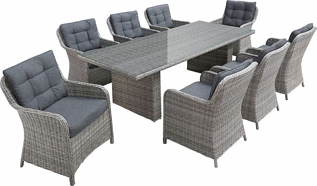 KONIFERA Garten-Essgruppe ""Menorca"" Set, 8x Sessel, 1x Tisch 230,8x100x75 günstig online kaufen