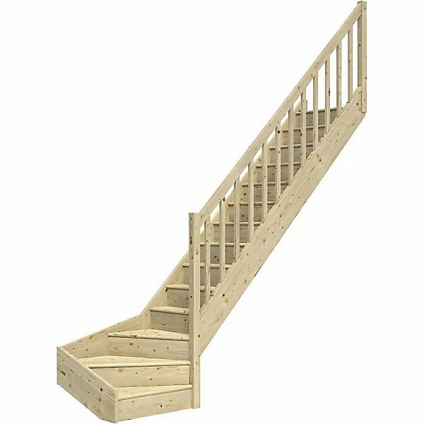 Dolle Raumspartreppe Paris 1/4-gew. Rechts Setzstufe Fichte R-Geländer FSC® günstig online kaufen