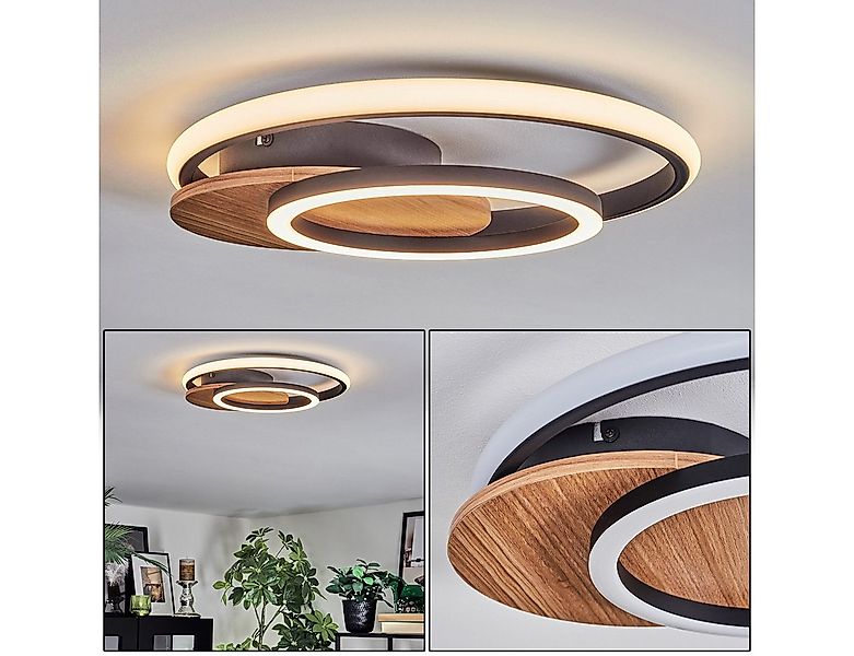 hofstein Deckenleuchte Deckenlampe aus Metall/Kunststoff in Holzoptik/Schwa günstig online kaufen