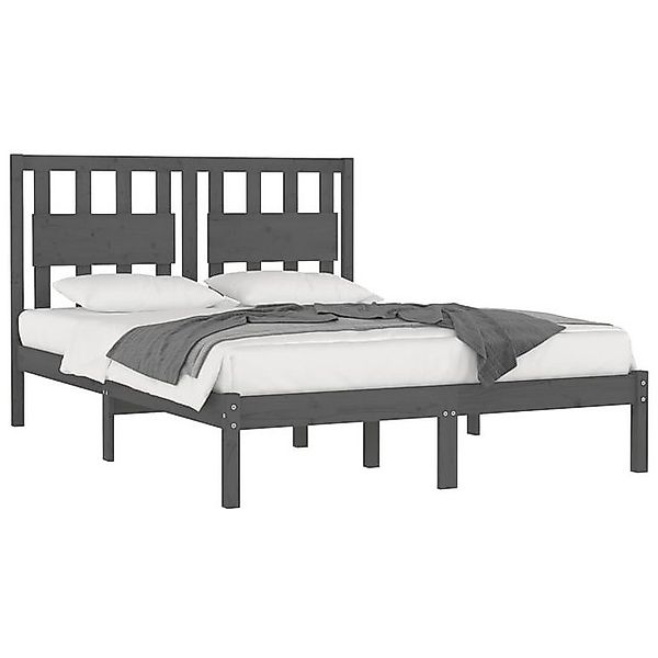 vidaXL Bettgestell Massivholzbett Grau Kiefer 200x200 cm Doppelbett Bett Be günstig online kaufen