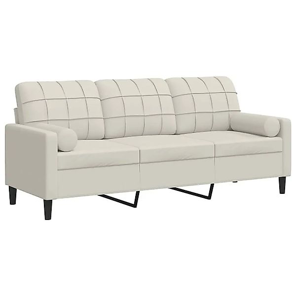 vidaXL 3-Sitzer-Sofa mit Zierkissen Creme 180 cm Samt 3278237 günstig online kaufen