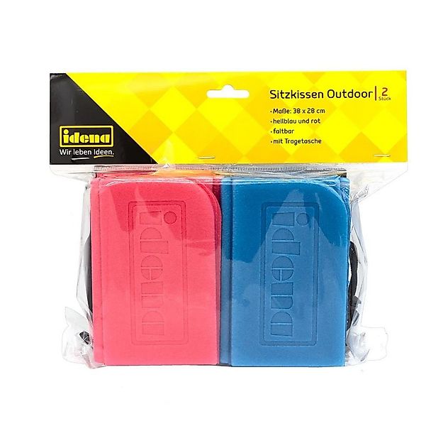 Idena Thermositzkissen Sitzkissen Outdoor 2er-Set, hellblau/rot faltbar mit günstig online kaufen