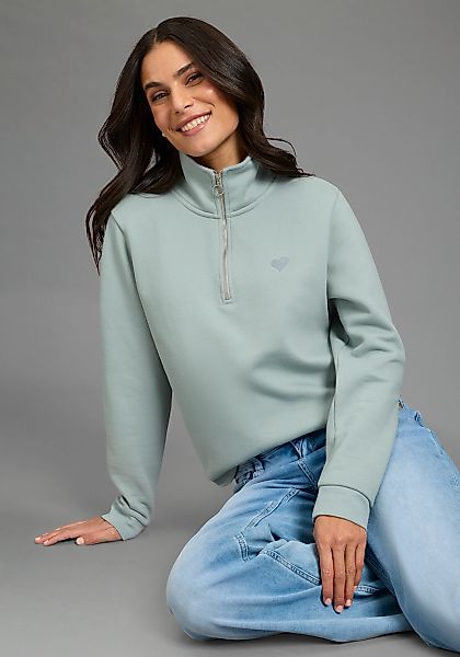 Laura Scott Sweater, Modisch verkürzt mit Troyer‑Kragen und Reißverschluss­ günstig online kaufen