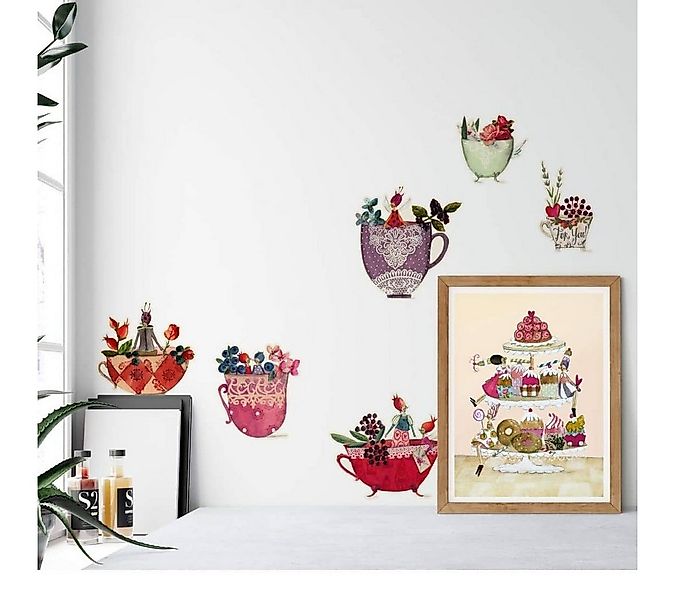 K&L Wall Art Wandtattoo Wandtattoo Küche Leffler Blumen Tasse Märchen Rosen günstig online kaufen