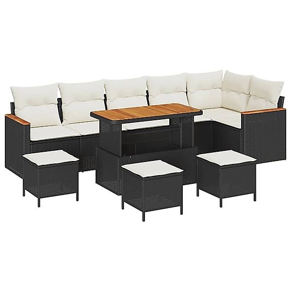 vidaXL Garten-Sofa-Set mit Kissen 10-Tlg Schwarz Poly Rattan 3363070 günstig online kaufen