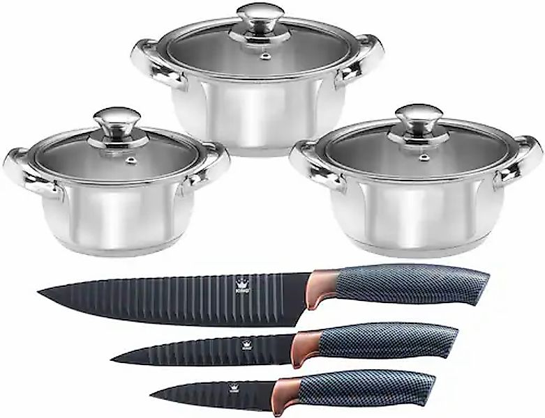 KING Topf-Set »EDELSTAHL«, Edelstahl, (Set, 9 tlg., 3 Töpfe Ø 16/18/20 cm i günstig online kaufen