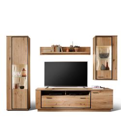 Wohnwand in Asteiche Bianco furniert 270 cm breit (vierteilig) günstig online kaufen