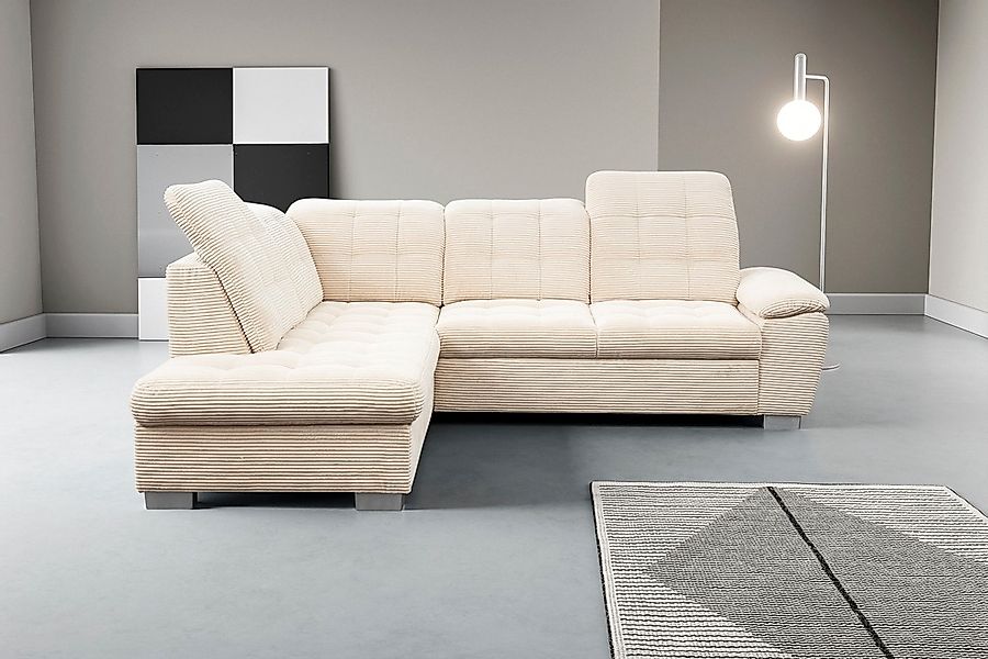 WERK2 Ecksofa "Bonny inkl. Kopfteilverstellung, Bettfunktion, Stauraum, Bre günstig online kaufen