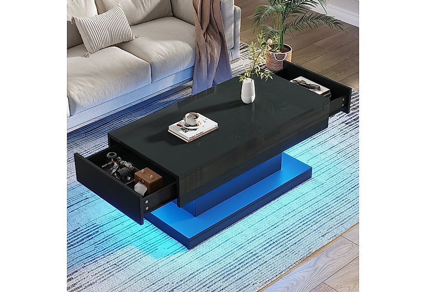 autolock Couchtisch Hochglanz Beistelltisch kaffeetisch mit LED-Beleuchtung günstig online kaufen