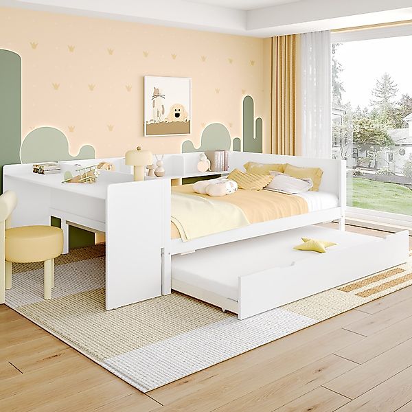 Flieks Kinderbett, Massivholzbett 140x200cm mit Schreibtisch günstig online kaufen