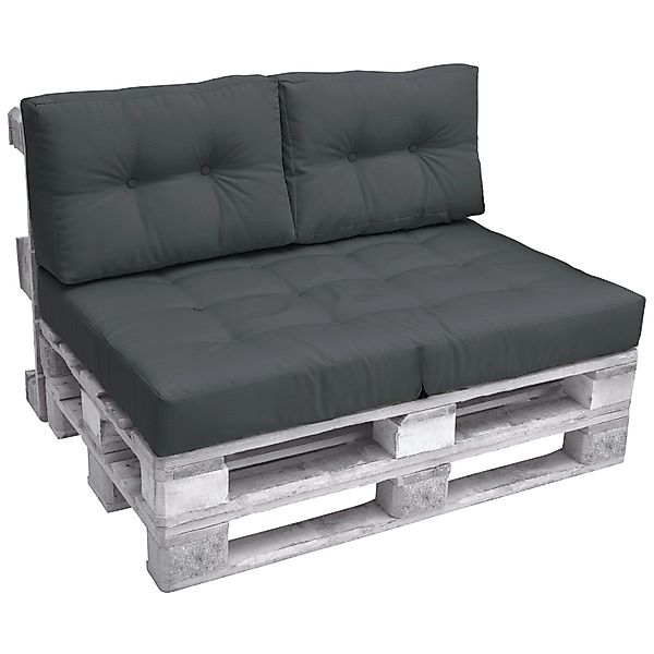 Beautissu ECO Elements Palettenkissen Sitz + Rücken Graphitgrau 2tlg günstig online kaufen