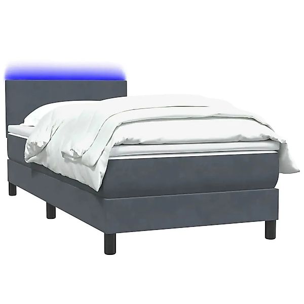 vidaXL Boxspringbett mit Matratze & LED Dunkelgrau 80x220 cm Samt 3316714 günstig online kaufen