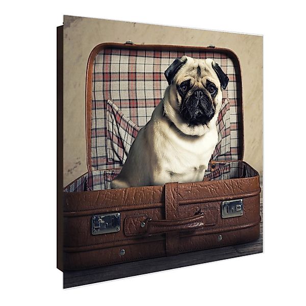 banjado Schlüsselkasten Glas Mops im Koffer günstig online kaufen