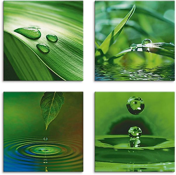 Artland Leinwandbild Blatt Gras Wassertropfen, Zen günstig online kaufen
