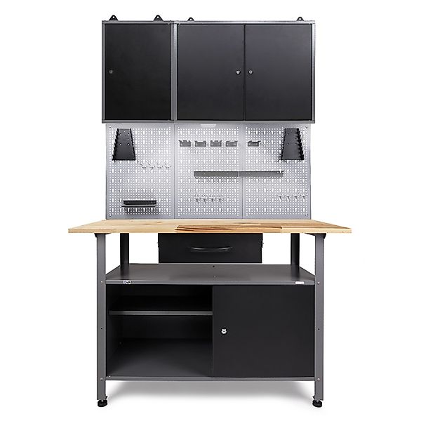 Ondis24 Werkbank Set Klaus 120 cm 2 Schränke LED Werkstatt günstig online kaufen