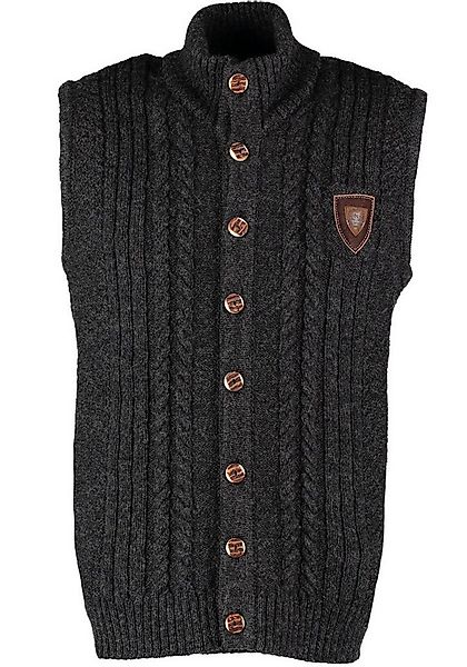 OS Trachten Strickweste Voriko Regular Fit, ärmellos, Stehkragen, Lederembl günstig online kaufen