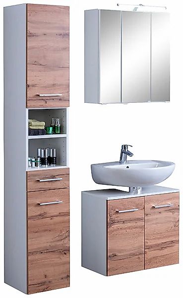 welltime Badmöbel-Set »Avignon«, (3 St.), mit 3D-Spiegelschrank mit LED-Auf günstig online kaufen