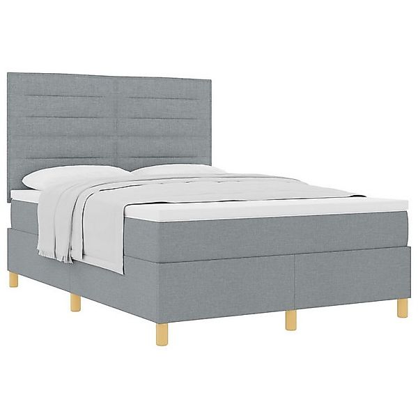 vidaXL Bett Boxspringbett mit Matratze Hellgrau 140x200 cm Stoff (1-tlg) günstig online kaufen