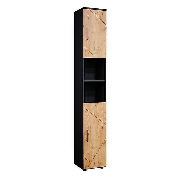 Vicco Badschrank Irma Anthrazit/Goldkraft Eiche 30 x 192 cm günstig online kaufen
