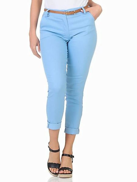 simaranda Chinohose Damen Hose Gürtel 1028 S-M Hellblau günstig online kaufen