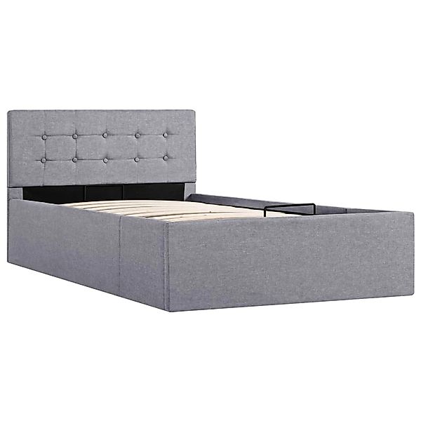 vidaXL Bett, Stauraumbett Hydraulisch Hellgrau Stoff 100×200 cm günstig online kaufen