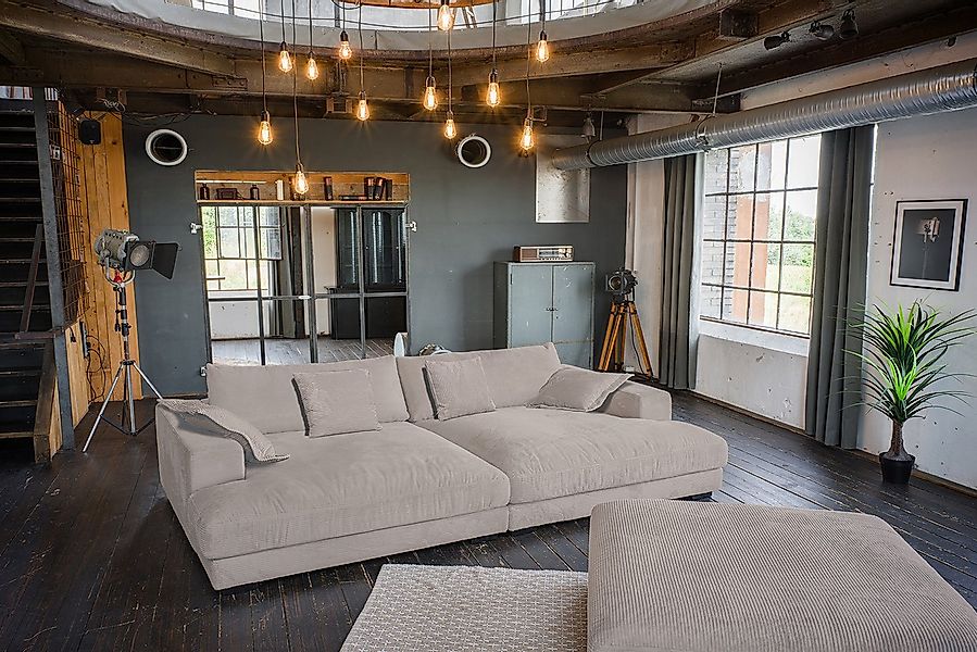 KAWOLA Big-Sofa MADELINE, Couch mit Hocker und 4 Zierkissen Cord verschiede günstig online kaufen