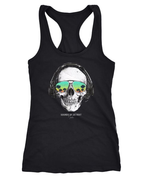 Neverless Tanktop Damen Tank-Top Totenkopf Kopfhörer günstig online kaufen