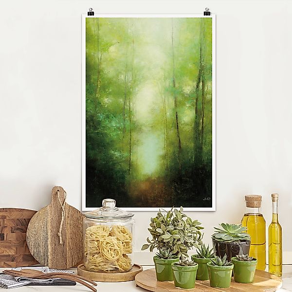 Poster Waldspaziergang im Nebel günstig online kaufen