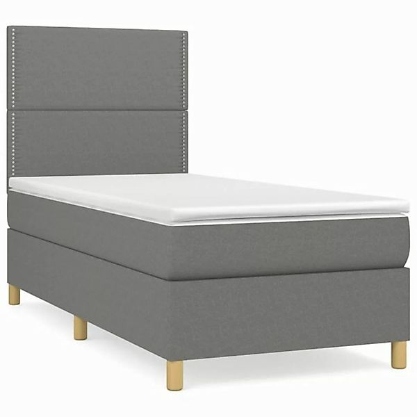 vidaXL Boxspringbett Boxspringbett mit Matratze Dunkelgrau 90x200 cm Stoff günstig online kaufen