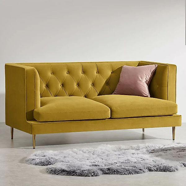 Goswell 2-Sitzer Sofa, Samt in Vintage-Gold - MADE.com günstig online kaufen