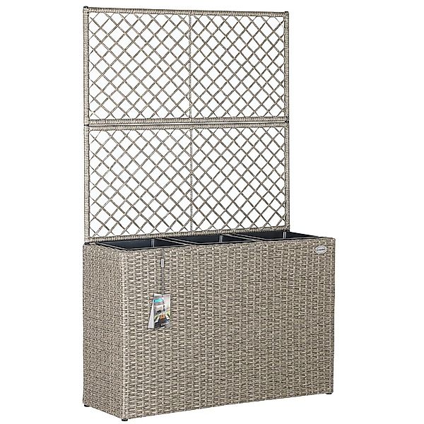 Polyrattan Blumenkasten mit Rankgitter Creme günstig online kaufen