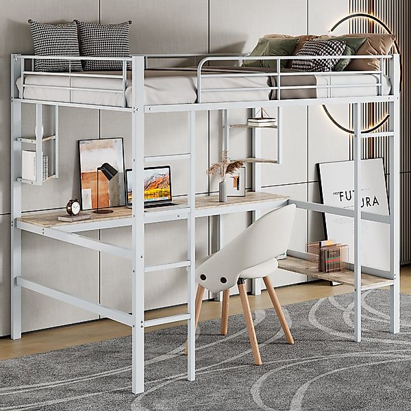 Merax Hochbett mit Schreibtisch und Leiter, günstig online kaufen