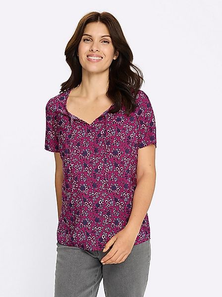 Sieh an! Klassische Bluse Druck-Bluse Kurzarm günstig online kaufen