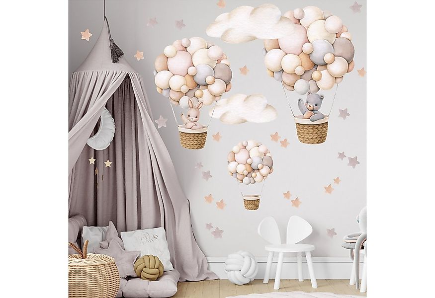 Olli&Elli.design Wandtattoo XL Set - Beige Magische Heißluftballons mit Has günstig online kaufen