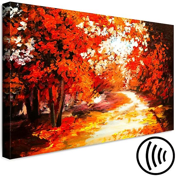 Leinwandbild Herbstliche Straße zwischen Bäumen - Impressionistische Landsc günstig online kaufen