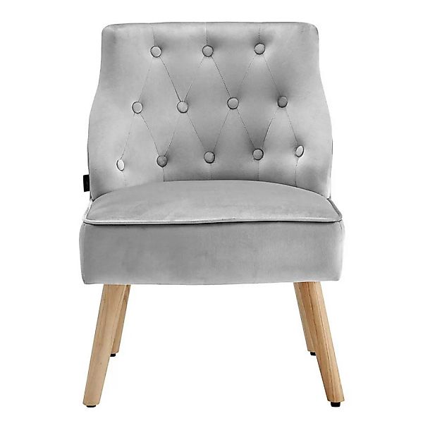 Loft Sessel in Grau und Holz Naturfarben Samt Bezug (2er Set) günstig online kaufen