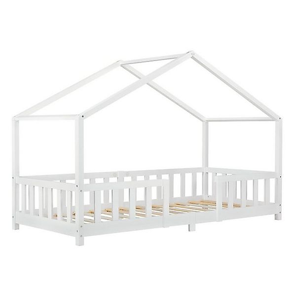 en.casa Kinderbett, »Treviolo« Haus-Optik mit Rausfallschutz 90x200 cm Weiß günstig online kaufen