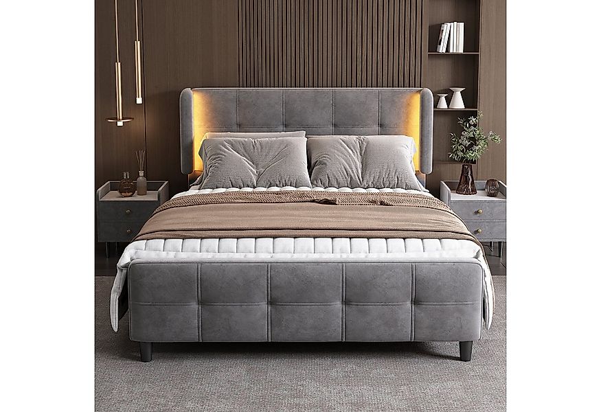 Flieks Schlafzimmer-Set, (1-tlg), LED Beleuchtung Polsterbett 140x200cm Sam günstig online kaufen