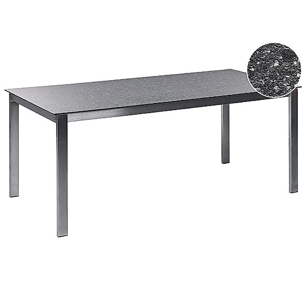 Beliani Gartentisch COSOLETO Schwarz Silber 180x90x75 günstig online kaufen